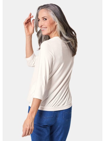 GOLDNER Kurzgröße:  Chiffon-Shirt mit 3/4-Arm, Rundhals in cremeweiß