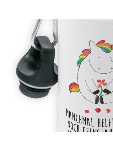 Mr. & Mrs. Panda Kindertrinkflasche Einhorn Traurig mit Spruch in Weiß