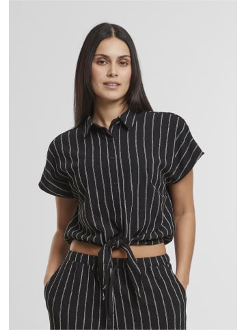 Urban Classics Urban Classics Ladies Structured Striped Tied Blouse in black/offwhite