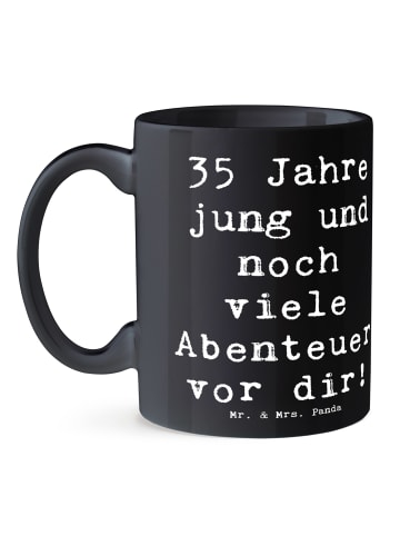 Mr. & Mrs. Panda Kaffeebecher Spruch 35. Geburtstag Abenteuer mi... in Schwarz
