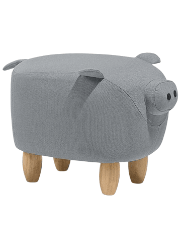 Beliani Tierhocker PIGGY in Grau/Braun - (W) 50 x (H) 35 x (L) 32 cm