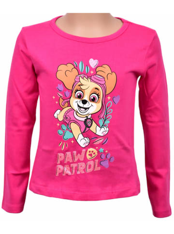 Paw Patrol Langarmshirt Paw Patrol Skye mit Glitzer in Dunkelpink