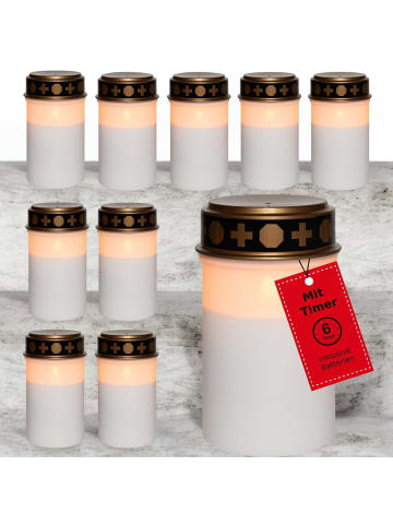 Novaliv Novaliv LED Grablichter mit Batterie und Timer 6/18 weiß 10 Stück LED in Weiß