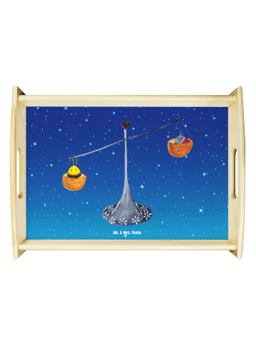 Mr. & Mrs. Panda Servier Tablett Sternzeichen Waage ohne Spruch in Sternenhimmel Blau