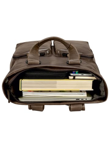 Leonhard Heyden Porto Business-Rucksack Leder 40 cm graubraun