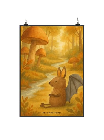 Mr. & Mrs. Panda Bild Fledermaus Sitzen Design ohne Spruch in Weiß