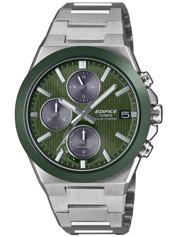 Casio Edifice Herrenuhr Solar Chrono Stahl/Grün