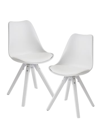 KADIMA DESIGN Esszimmerstühle 2er-Set | Kunstleder, Weiße Beine, Filzgleiter in Weiß