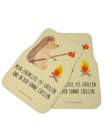 Mr. & Mrs. Panda Fußmatte Auto Igel Grillen mit Spruch in Gelb Pastell
