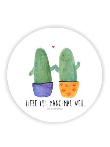 Mr. & Mrs. Panda Rund Magnet Kaktus Liebe mit Spruch in Weiß