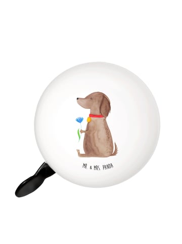 Mr. & Mrs. Panda Fahrradklingel Hund Blume ohne Spruch in Weiß