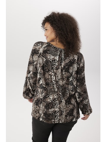 Aniston PLUS Langarmshirt in schwarz-weiß-beige-natur
