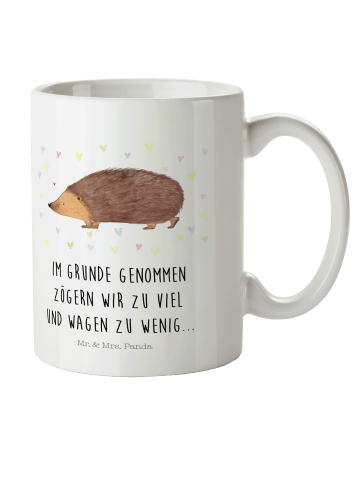 Mr. & Mrs. Panda Kaffeetasse Igel Herzen mit Spruch in Weiß