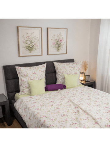 Janine Soft-Seersucker Sommer Bettwäsche - Blumen  in rosa