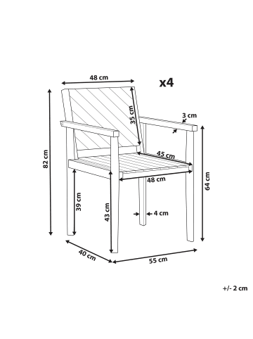 Beliani 4er-Set Esszimmerstuhl BARATTI in Braun