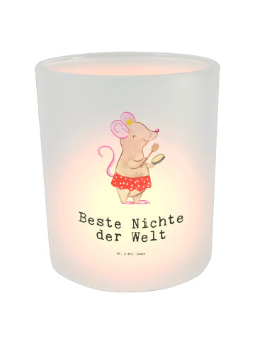 Mr. & Mrs. Panda Teelichtglas Maus Beste Nichte der Welt mit Spruch in Transparent