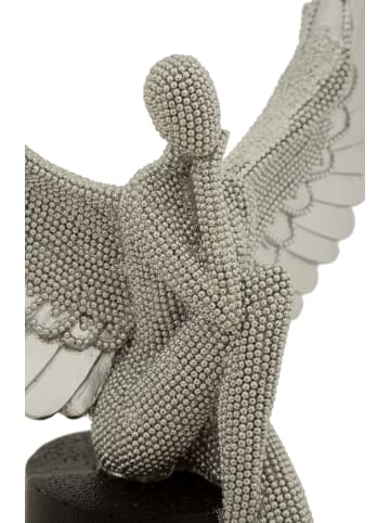 Mauro Ferretti Geflügelte Frau aus silber- und schwarzem Kunstharz, 24 x 8 x 34 cm