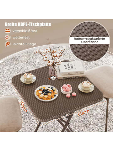 COSTWAY Gartentisch 60x60x72cm in Braun