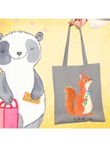 Mr. & Mrs. Panda canvas tasche Eichhörnchen Blume ohne Spruch in Light Grey