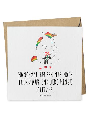 Mr. & Mrs. Panda Deluxe Karte Einhorn Traurig mit Spruch in Weiß