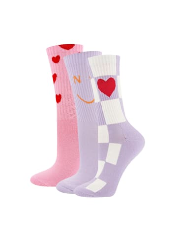 ewers 3er-Set Socken Herz/Smile/Herzen 3er Pack in pink/weiß