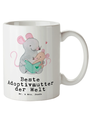 Mr. & Mrs. Panda Pott Maus Beste Adoptivmutter der Welt mit Spruch in Weiß
