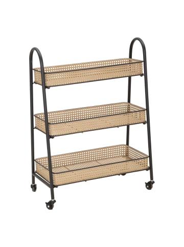 Mauro Ferretti Servierwagen mit 3 Ablagen aus braun-schwarzem Metall, Ø cm 60x30x80