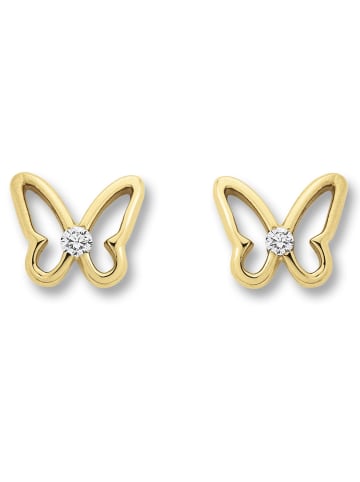 ONE ELEMENT  Zirkonia Schmetterling Ohrringe   Ohrstecker aus 333 Gelbgold in gold