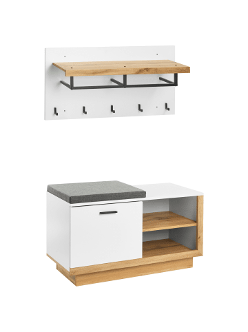 Beliani Schuhschrank COROWA in Weiß/Braun/Grau - (W) 90 x (H) 53 x (L) 40 cm