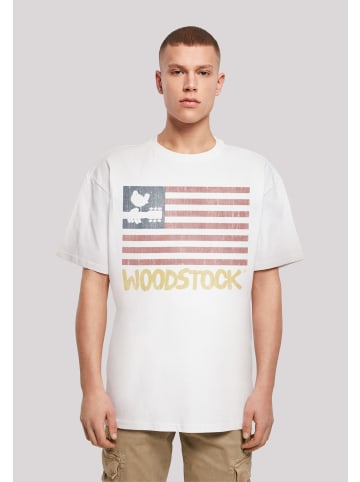 F4NT4STIC Heavy Oversize T-Shirt Woodstock Distressed Flag Music Festival Rock in weiß