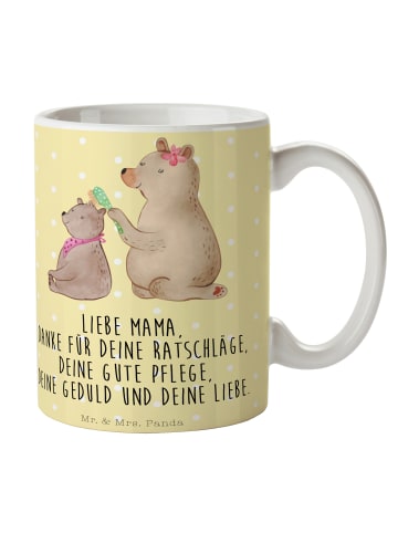Mr. & Mrs. Panda Tasse Bär Kind mit Spruch in Gelb Pastell