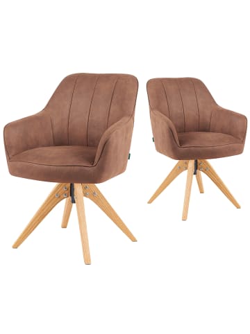 DUBI Möbel 2er-Set: Drehstuhl Mika-Noah in Braun - (B)60 x (H)87 x  (T)65 cm