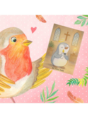 Mr. & Mrs. Panda firmungskarte Pinguin Kommunion Design ohne Spruch in Weiß