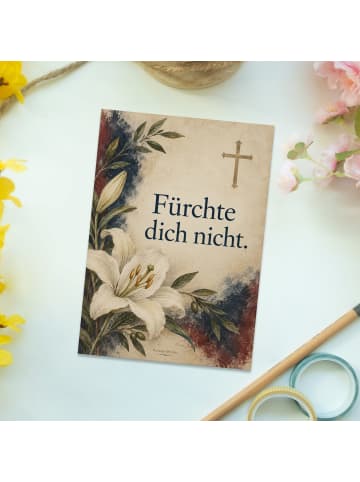 Mr. & Mrs. Panda Postkarte Lilie tröstlich Design mit Spruch in Weiß