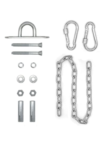 AMANKA Deckenhaken mit 100cm Kette + 2 Karabiner silber