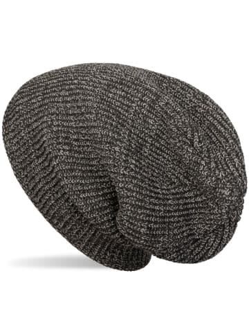 styleBREAKER Feinstrick Beanie Mütze in Grau-Beige