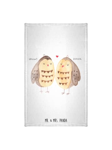 Mr. & Mrs. Panda Kleines Handtuch Eulen Liebe ohne Spruch in Weiß