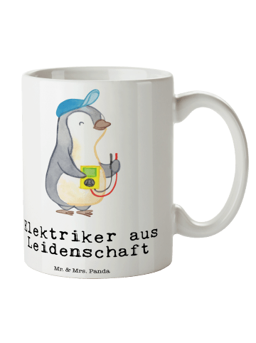 Mr. & Mrs. Panda Bürotasse Elektriker Leidenschaft mit Spruch in Weiß