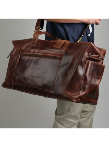 SID & VAIN Leder-Reisetasche echt Leder Weekender groß XXL-braun BRISTOL in braun