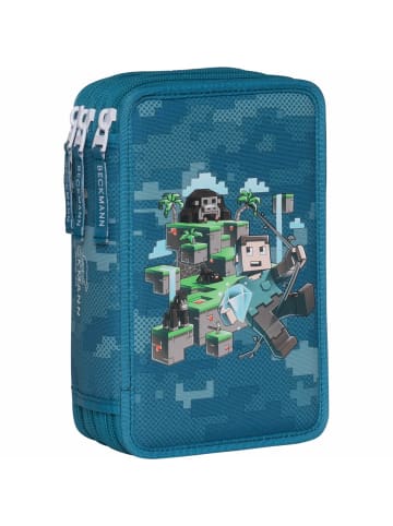 BECKMANN 3-Fächrige Federmappe Jungle Game in blau