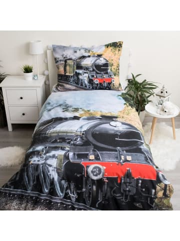 JERRY FABRICS Lokomotiva Bettwäsche 140 x 200 + 70 x 90 cm 100% Baumwolle