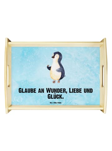 Mr. & Mrs. Panda Serviertablett Pinguin Marienkäfer mit Spruch in Eisblau