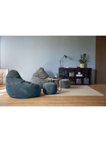 Lumaland Sitzsack-Hocker Pouf rund Cord 50l dunkelblau Blau
