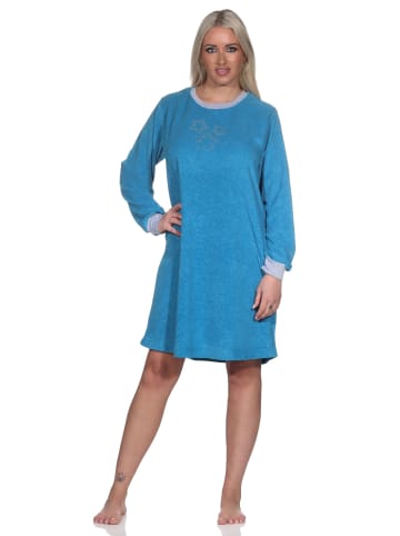NORMANN Frottee Nachthemd Loungewearr Sternen - 82065 in türkis