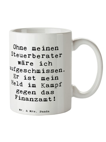 Mr. & Mrs. Panda Teetasse Spruch Steuerberater Held mit Spruch in Weiß