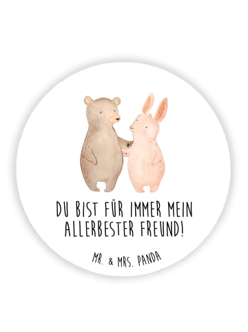 Mr. & Mrs. Panda Kühlschrankmagnet Bär und Hase Umarmen mit Spruch in Weiß