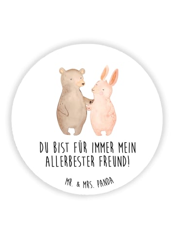 Mr. & Mrs. Panda Rund Magnet Bär und Hase Umarmen mit Spruch in Weiß