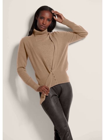 MADELEINE Kaschmirstrickjacke mit V-Ausschnitt in caramel