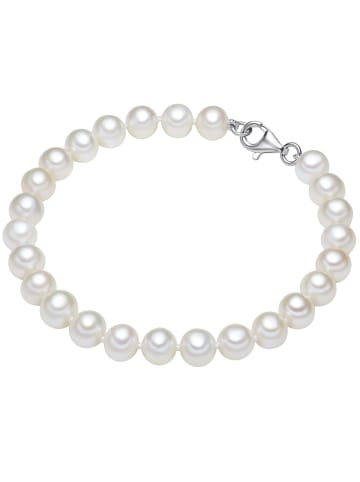 Valero Pearls Armband Sterling Silber Süßwasser-Zuchtperle weiß in weiß