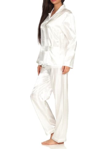 NORMANN Satin Pyjama Streifendress - 10574 in Champagner